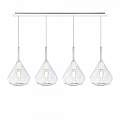 Sospensione Contemporanea Rett Kona Metallo Bianco Vetro Trasparente 4 Luci E27 1177BI_S4R-TR