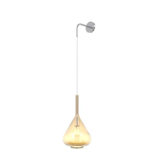 Applique Contemporanea Kona Metallo Cromo Vetro Ambra 1 Luce E27 1177CR_A-AM