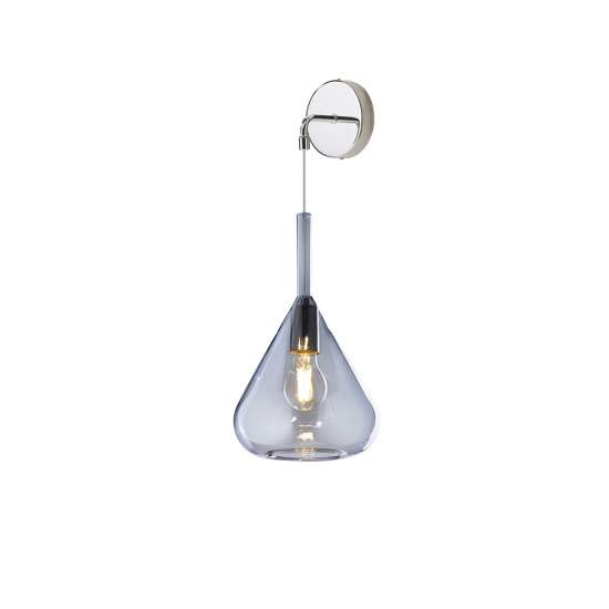 Applique Contemporanea Kona Metallo Cromo Vetro Blu 1 Luce E27 1177CR_A-BL