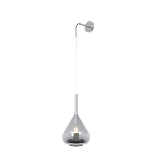 Applique Contemporanea Kona Metallo Cromo Vetro Fumè 1 Luce E27 1177CR_A-FU