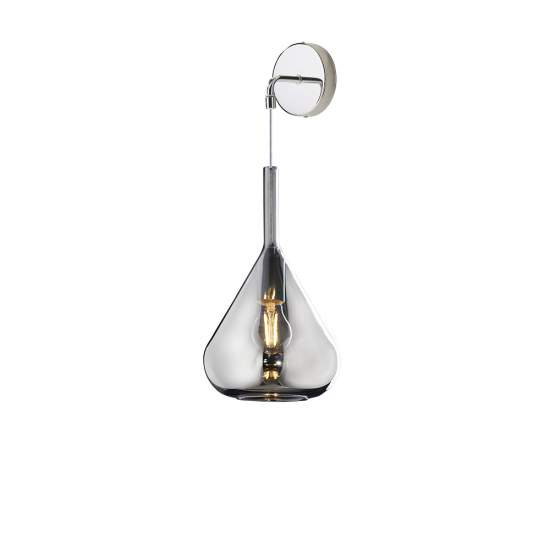 Applique Contemporanea Kona Metallo Cromo Vetro Fumè 1 Luce E27 1177CR_A-FU