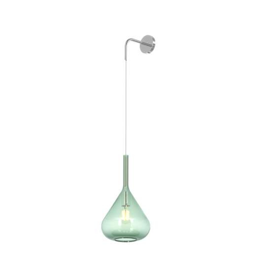 Applique Contemporanea Kona Metallo Verde Vetro Cromo 1 Luce E27 1177CR_A-VE
