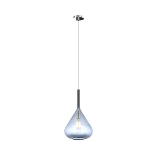 Sospensione Contemporanea Kona Metallo Cromo Vetro Blu 1 Luce E27 1177CR_S1-BL
