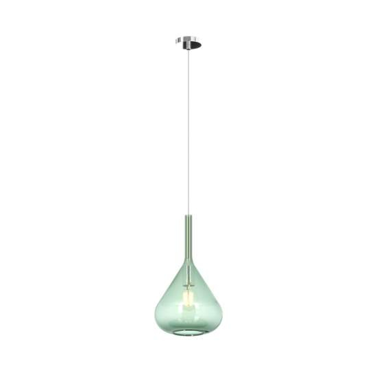 Sospensione Contemporanea Kona Metallo Cromo Vetro Verde 1 Luce E27 1177CR_S1-VE