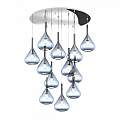 Sospensione Contemp Tonda Kona Metallo Cromo Vetro Blu 12 Luci E27 1177CR_S12T-BL