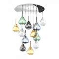 Sospensione Contemp Tonda Kona Metallo Cromo Vetro Multicolor 12 Luci E27 1177CR_S12T-MC
