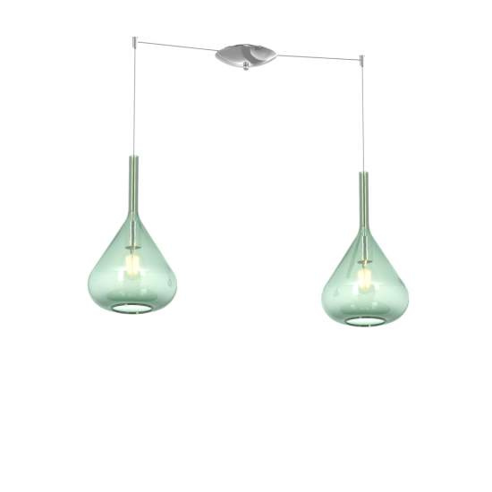 Sospensione Contemporanea Kona Metallo Cromo Vetro Verde 2 Luci E27 1177CR_S2S-VE