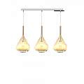 Sospensione Contemp Rett Kona Metallo Cromo Vetro Ambra 3 Luci E27 1177CR_S3R-AM
