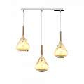 Sospensione Contemp Rett Kona Metallo Cromo Vetro Ambra 3 Luci E27 1177CR_S3R-AM