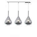 Sospensione Contemp Rett Kona Metallo Cromo Vetro Fumè 3 Luci E27 1177CR_S3R-FU