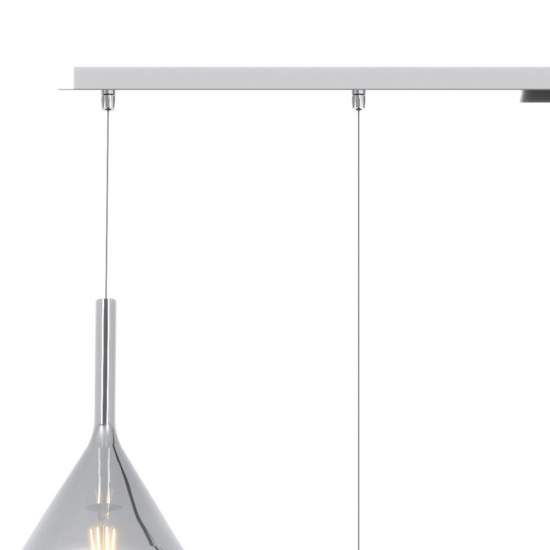 Sospensione Contemp Rett Kona Metallo Cromo Vetro Fumè 3 Luci E27 1177CR_S3R-FU