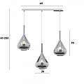 Sospensione Contemp Rett Kona Metallo Cromo Vetro Fumè 3 Luci E27 1177CR_S3R-FU