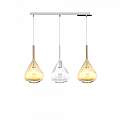 Sospensione Contemp Rett Kona Metallo Cromo Vetro Trasparente Ambra 3 Luci E27 1177CR_S3R-TA