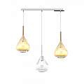 Sospensione Contemp Rett Kona Metallo Cromo Vetro Trasparente Ambra 3 Luci E27 1177CR_S3R-TA