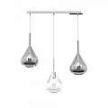 Sospensione Contemp Rett Kona Metallo Cromo Vetro Trasparente Fumè 3 Luci E27 1177CR_S3R-TF
