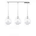 Sospensione Contemp Rett Kona Metallo Cromo Vetro Trasparente 3 Luci E27 1177CR_S3R-TR