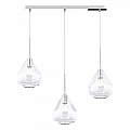 Sospensione Contemp Rett Kona Metallo Cromo Vetro Trasparente 3 Luci E27 1177CR_S3R-TR