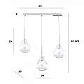 Sospensione Contemp Rett Kona Metallo Cromo Vetro Trasparente 3 Luci E27 1177CR_S3R-TR