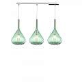 Sospensione Contemp Rett Kona Metallo Cromo Vetro Verde 3 Luci E27 1177CR_S3R-VE