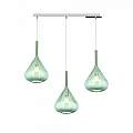 Sospensione Contemp Rett Kona Metallo Cromo Vetro Verde 3 Luci E27 1177CR_S3R-VE