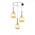 Sospensione Contemp Tonda Kona Metallo Cromo Vetro Ambra 3 Luci E27 1177CR_S3T-AM