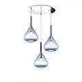 Sospensione Contemp Tonda Kona Metallo Cromo Vetro Blu 3 Luci E27 1177CR_S3T-BL
