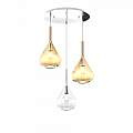 Sospensione Contemp Tonda Kona Metallo Cromo Vetro Trasparente Ambra 3 Luci E27 1177CR_S3T-TA