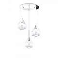 Sospensione Contemporanea Tonda Kona Metallo Cromo Vetro Trasparente 3 Luci E27 1177CR_S3T-TR