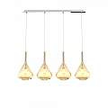 Sospensione Contemp Rett Kona Metallo Cromo Vetro Ambra 4 Luci E27 1177CR_S4R-AM