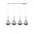 Sospensione Contemp Rett Kona Metallo Cromo Vetro Fumè 4 Luci E27 1177CR_S4R-FU