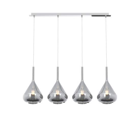 Sospensione Contemp Rett Kona Metallo Cromo Vetro Fumè 4 Luci E27 1177CR_S4R-FU