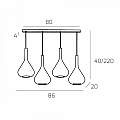 Sospensione Contemp Rett Kona Metallo Cromo Vetro Fumè 4 Luci E27 1177CR_S4R-FU