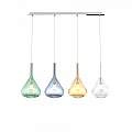 Sospensione Contemporanea Kona Metallo Cromo Vetro Multicolor 4 Luci E27 1177CR_S4R-MC