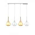 Sospensione Contemp Rett Kona Metallo Cromo Vetro Trasparente Ambra 4 Luci E27 1177CR_S4R-TA