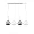 Sospensione Contemp Rett Kona Metallo Cromo Vetro Trasparente Fumè 4 Luci E27 1177CR_S4R-TF