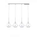 Sospensione Contemp Rett Kona Metallo Cromo Vetro Trasparente 4 Luci E27 1177CR_S4R-TR