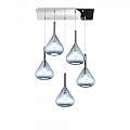 Sospensione Contemporanea Kona Metallo Cromo Vetro Blu 5 Luci E27 1177CR_S5R-BL