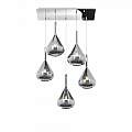 Sospensione Contemporanea Kona Metallo Cromo Vetro Fumè 5 Luci E27 1177CR_S5R-FU