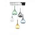 Sospensione Contemporanea Kona Metallo Cromo Vetro Multicolor 5 Luci E27 1177CR_S5R-MC