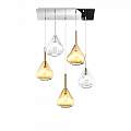 Sospensione Contemporanea Kona Metallo Cromo Vetro Trasparente Ambra 5 Luci E27 1177CR_S5R-TA
