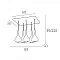 Sospensione Contemporanea Kona Metallo Cromo Vetro Trasparente Ambra 5 Luci E27 1177CR_S5R-TA