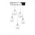 Sospensione Contemporanea Kona Metallo Cromo Vetro Trasparente 5 Luci E27 1177CR_S5R-TR