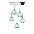 Sospensione Contemporanea Kona Metallo Cromo Vetro Verde 5 Luci E27 1177CR_S5R-VE