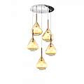 Sospensione Contemp Tonda Kona Metallo Cromo Vetro Ambra 5 Luci E27 1177CR_S5T-AM