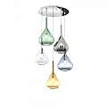 Sospensione Contemp Tonda Kona Metallo Croom Vetro Multicolor 5 Luci E27 1177CR_S5T-MC