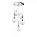 Sospensione Contemp Tonda Kona Metallo Cromo Vetro Trasparente 5 Luci E27 1177CR_S5T-TR