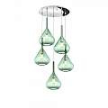 Sospensione Contemp Tonda Kona Metallo Cromo Vetro Verde 5 Luci E27 1177CR_S5T-VE