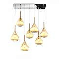Sospensione Contemporanea Kona Metallo Cromo Vetro Ambra 7 Luci E27 1177CR_S7R-AM