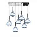 Sospensione Contemporanea Kona Metallo Cromo Vetro Blu 7 Luci E27 1177CR_S7R-BL