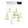 Sospensione Contemporanea Kona Metallo Cromo Vetro Trasparente Ambra 7 Luci E27 1177CR_S7R-TA